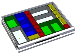 Bacs modulaires colorés pour ranger visserie, rivets et consommables